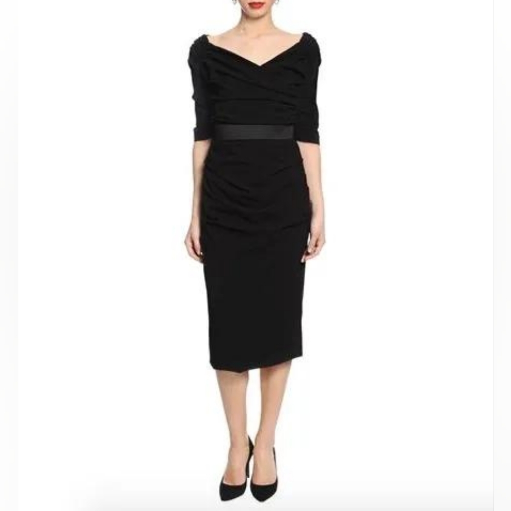 Dolce&gabbana black wool ruched dress